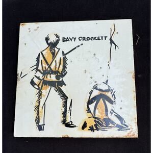 Super Rare 1950's Disney Davy Crockett Ceramic Trademark Tile Made In Japan -T20